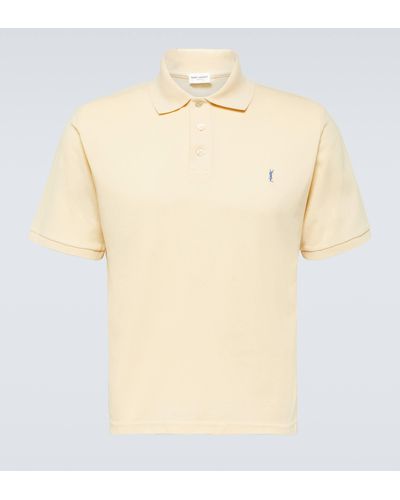 Saint Laurent Cassandre Cotton-blend Polo Shirt - Natural