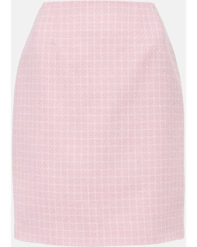 Versace Checked Tweed Pencil Skirt - Pink