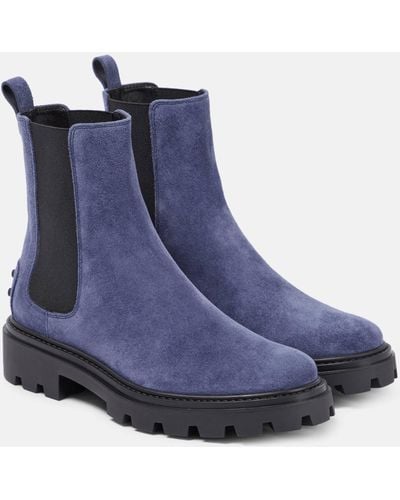 Tod's Suede Chelsea Boots - Blue