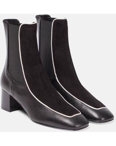 Totême Velvet-trimmed Leather Ankle Boots - Black