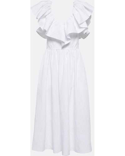 Chloé Ruffle-trimmed Cotton Midi Dress - White