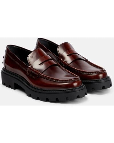 Tod's Platform Leather Penny Loafers - Brown