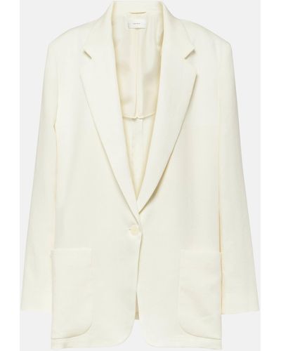 The Row Enza Oversized Linen Blazer - White