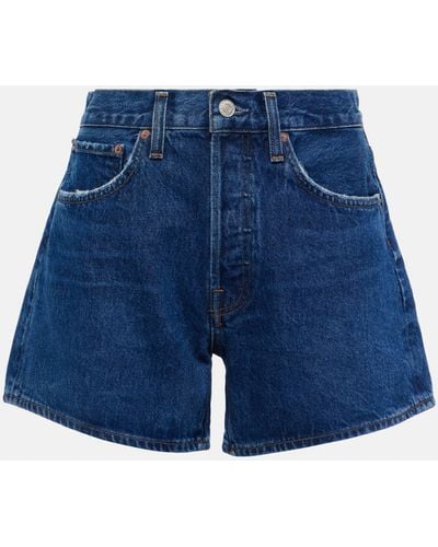 Agolde Parker Long High-rise Denim Shorts - Blue
