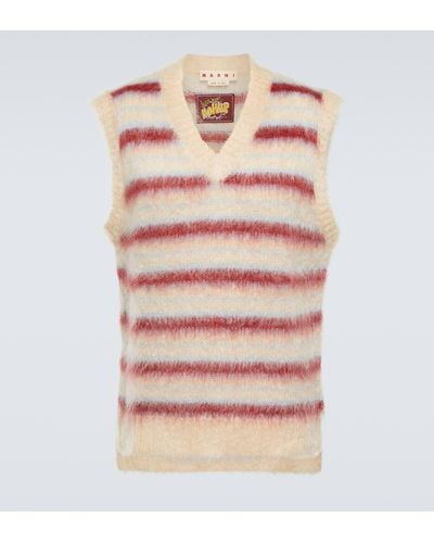 Marni Striped Wool-blend Sweater Vest - Pink