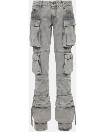 The Attico Low-rise Straight Cargo Jeans - Grey