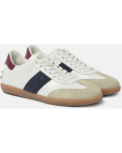 Tod's Tabs Suede-trimmed Leather Sneakers - White