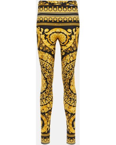 Versace Barocco Mid-rise leggings - Yellow