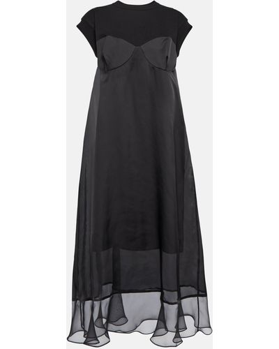 Sacai Jersey Midi Dress - Black