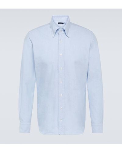 Thom Sweeney Cotton Oxford Shirt - Blue