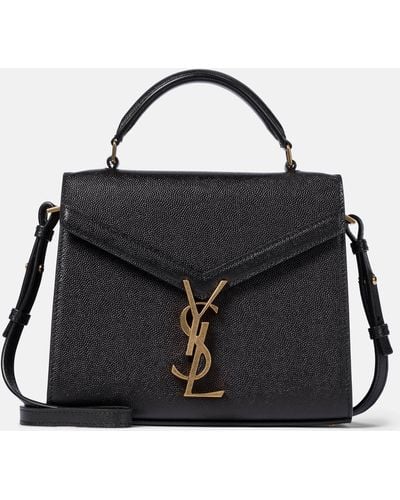Saint Laurent Cassandra Mini Leather Shoulder Bag - Black