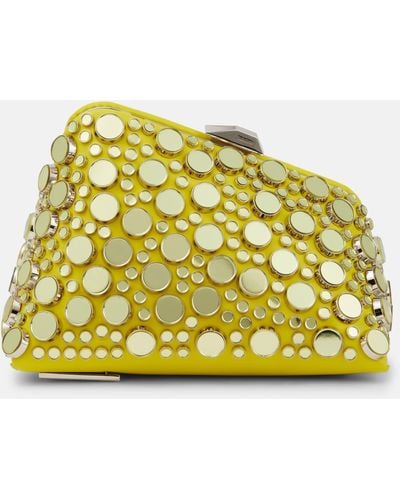 The Attico Midnight Mini Embellished Leather Clutch - Yellow