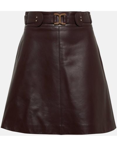 Chloé Leather Miniskirt - Brown