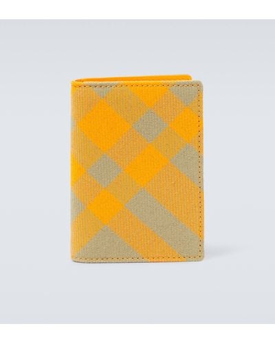 Burberry Checked Bifold Card Holder - Yellow