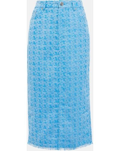 STAUD Guinevere Tweed Midi Skirt - Blue