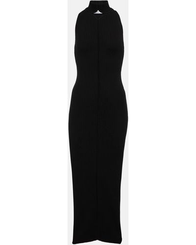 Courreges Ribbed-knit Midi Dress - Black