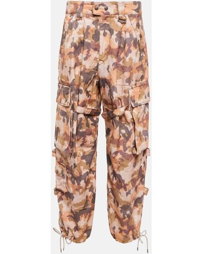 Isabel Marant Helore Printed Cotton Cargo Pants - Pink