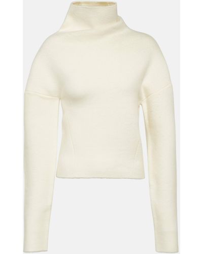 The Row Enoch Asymmetric Wool Turtleneck Sweater - White