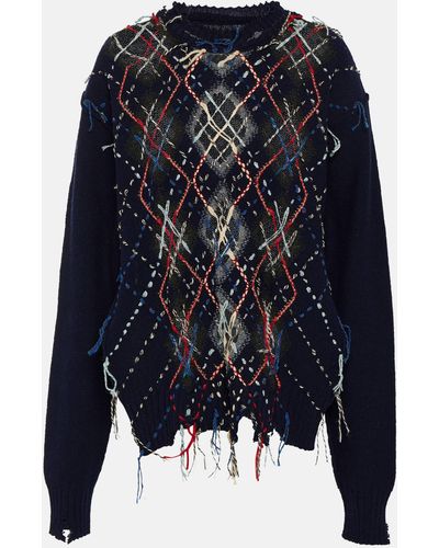 Maison Margiela Jacquard Wool-blend Sweater - Blue