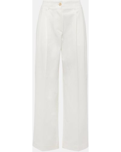 Totême High-rise Cotton Twill Wide-leg Pants - White