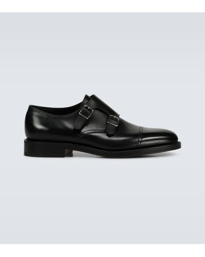 John Lobb William Leather Monk Strap Shoes - Black