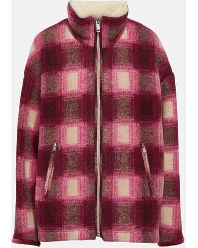 Isabel Marant Giovany Checked Wool-blend Jacket - Red