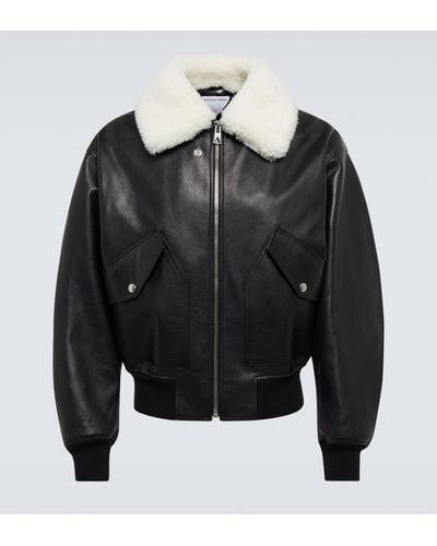 Bottega Veneta Shearling-trimmed Leather Jacket - Black