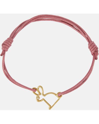 Aliita Conejito 9kt Gold Cord Bracelet With Diamond - Red