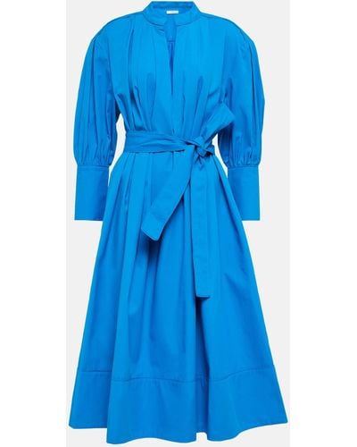 Co. Pleated V-neck Tton Dress - Blue
