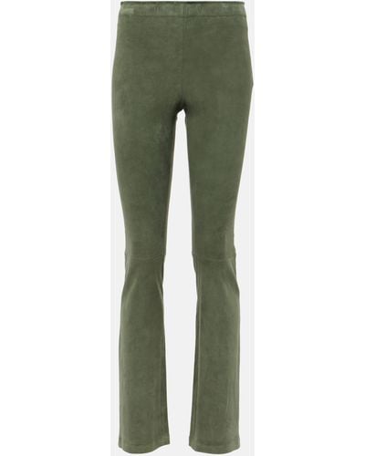 Stouls Jp Mid-rise Leather Flared Pants - Green