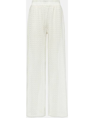 Melissa Odabash Sienna Open-knit Wide-leg Pants - White