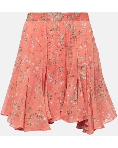 Isabel Marant Anael Floral Cotton And Silk Miniskirt - Red