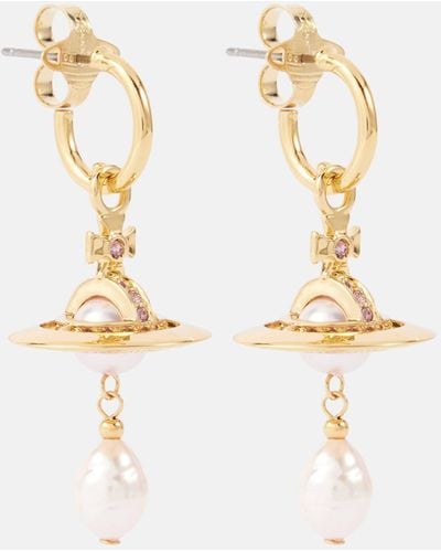 Vivienne Westwood Aleksa Embellished Drop Earrings - White