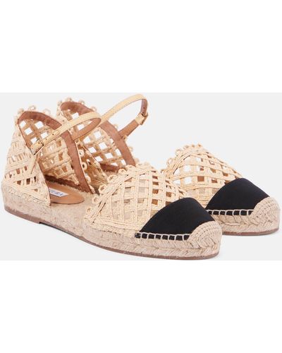 Aquazzura Sunburst Raffia Espadrille Sandals - Brown