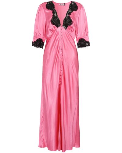 RIXO London Simone Lace-trimmed Satin Dress - Pink