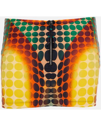 Jean Paul Gaultier Polka-dot Mesh Miniskirt - Orange
