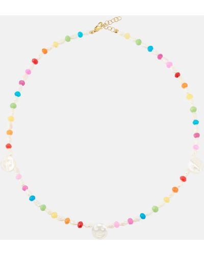 Roxanne First Disco 9kt Gold Necklace With Mother Of Pearl And Agates - Metallic