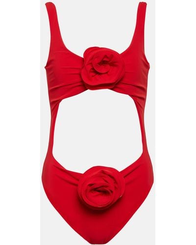 Magda Butrym Floral-applique Cutout Swimsuit - Red