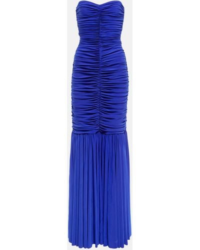 Norma Kamali Slinky Strapless Jersey Gown - Blue