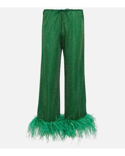 Oséree Lumiere Plumage Wide-leg Pants - Green