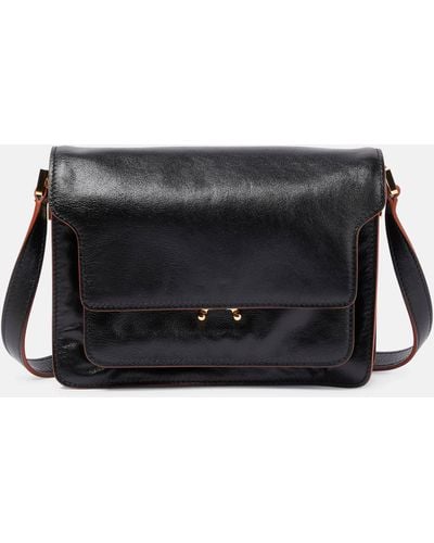 Marni Trunk Soft Medium Leather Shoulder Bag - Black