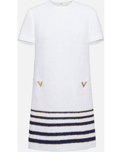 Valentino Mariniere Tweed Short Dress - White