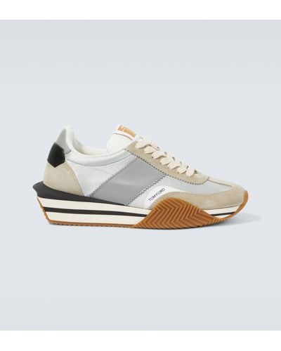 Tom Ford James Suede-trimmed Sneakers - White