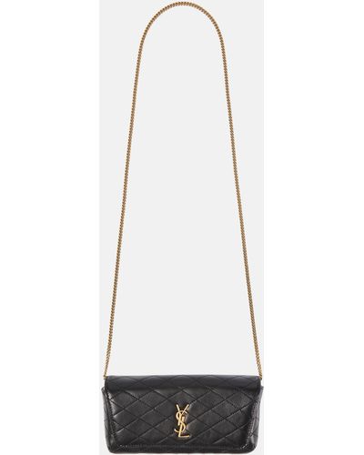 Saint Laurent Gaby Quilted Leather Phone Pouch - White