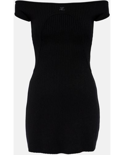 Courreges Ribbed-knit Bustier Mini Dress - Black