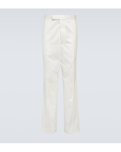 Thom Browne High-rise Cotton Twill Chinos - White