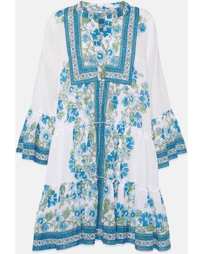 Juliet Dunn Floral Cotton Minidress - Blue