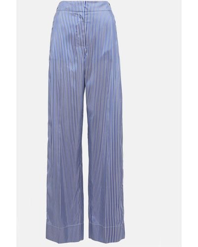 Burberry Striped High-rise Silk Wide-leg Pants - Blue