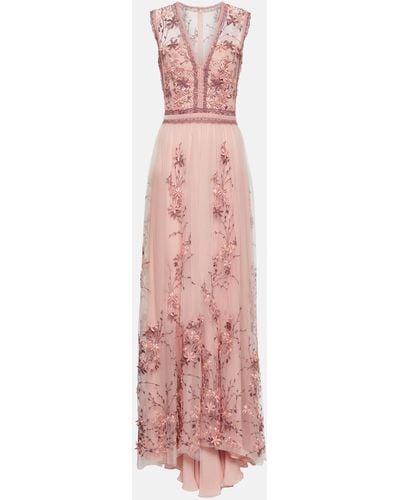 Costarellos Eva Embroidered Tulle Gown - Pink