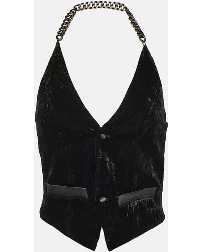 DIDU Chain-detail Velvet Vest - Black